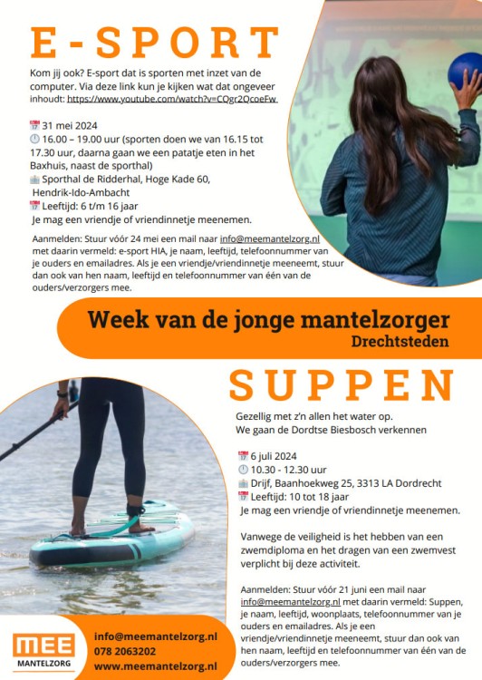 Jonge Mantelzorger: Kom jij ook Suppen en/of e-Sporten?