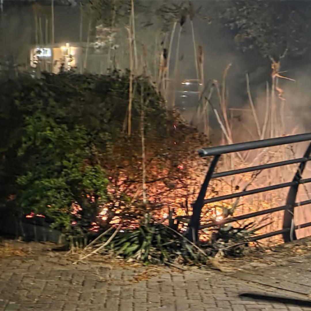 Brand in berm bosschages bij Akkerviool