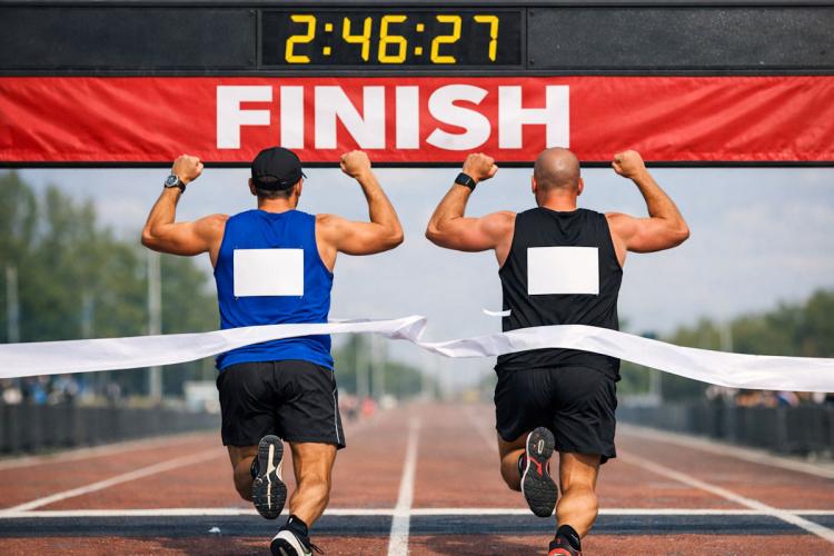 Zonder startnummer over de finish